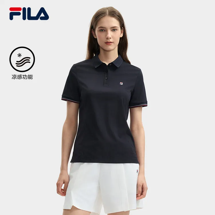 【休闲轻商务】FILA/斐乐女士夏季时尚百搭舒适凉感针织短袖POLO衫