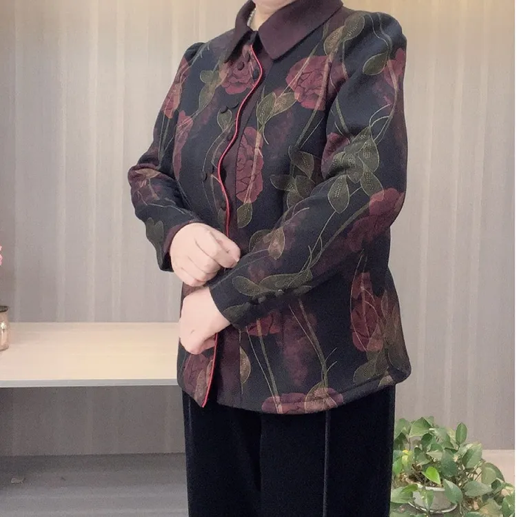 2024新款大码中老年妈妈装中长款打底衫加绒加厚长袖女秋冬装上衣