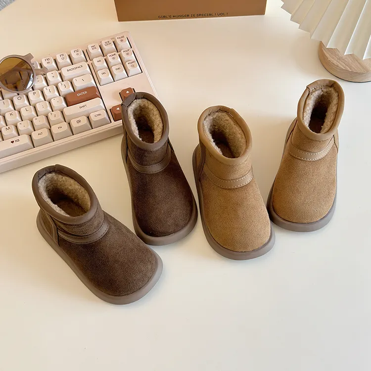 儿童加绒加厚雪地靴2024秋冬季新款女童防滑保暖大棉休闲棉靴男童