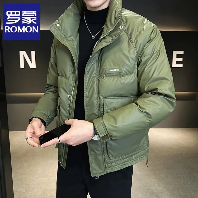 Romon/罗蒙秋冬季皮羽绒服男士新款潮流韩版夹克时尚短款保暖外套