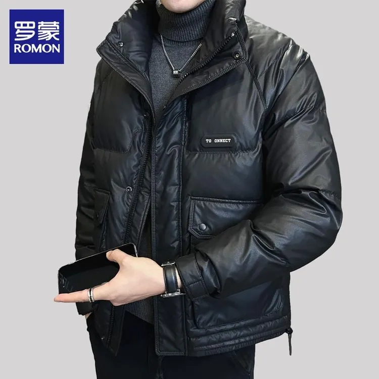 罗蒙上衣休闲立领保暖加厚男士2025冬季新款加厚保暖工装外套男潮