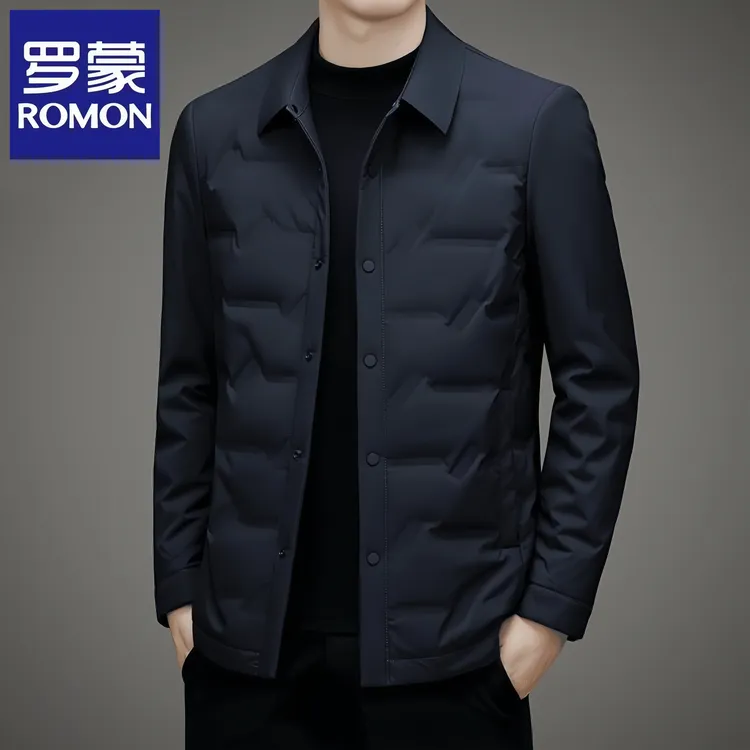 Romon/罗蒙轻薄短款羽绒服男加厚保暖休闲新款夹克男士修身外套潮