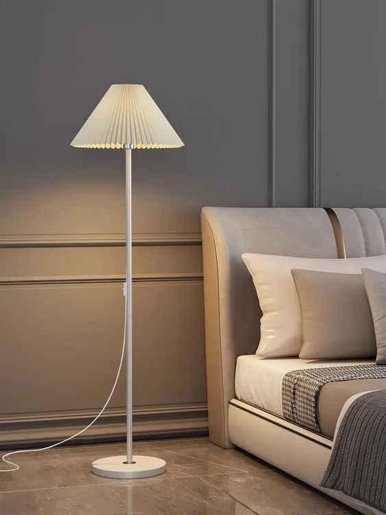 百褶落地灯温馨简约客厅沙发旁北欧书房卧室床头灯氛围灯立式台灯