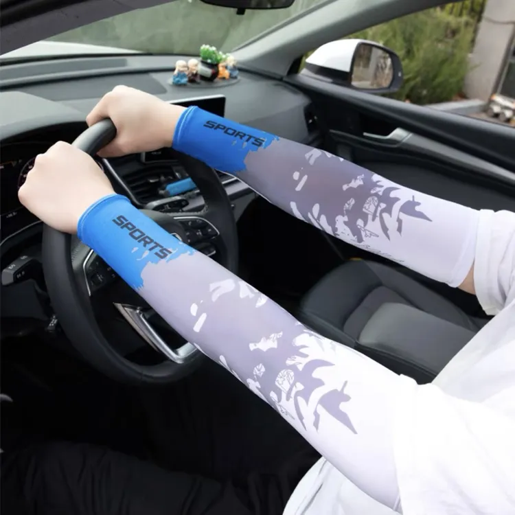 防晒冰袖男士夏季套袖透气薄款冰丝袖套户外钓鱼骑行护手臂心馨秀