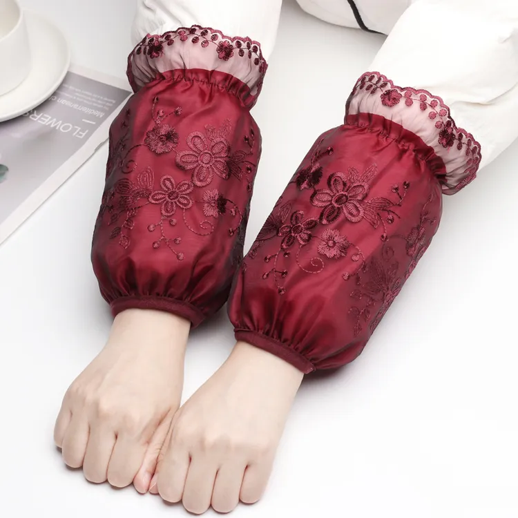 袖套女秋冬羽绒服套袖深色蕾丝防污耐脏韩版上班袖头工作学生护袖