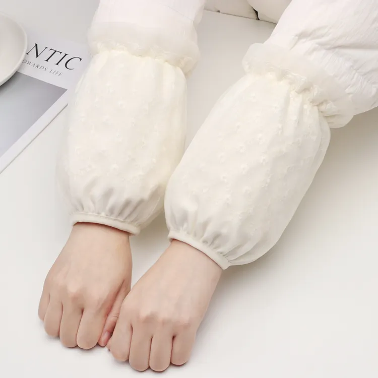 三层蕾丝袖套女款秋冬季防污套袖网纱袖头百搭白色护袖防脏成人