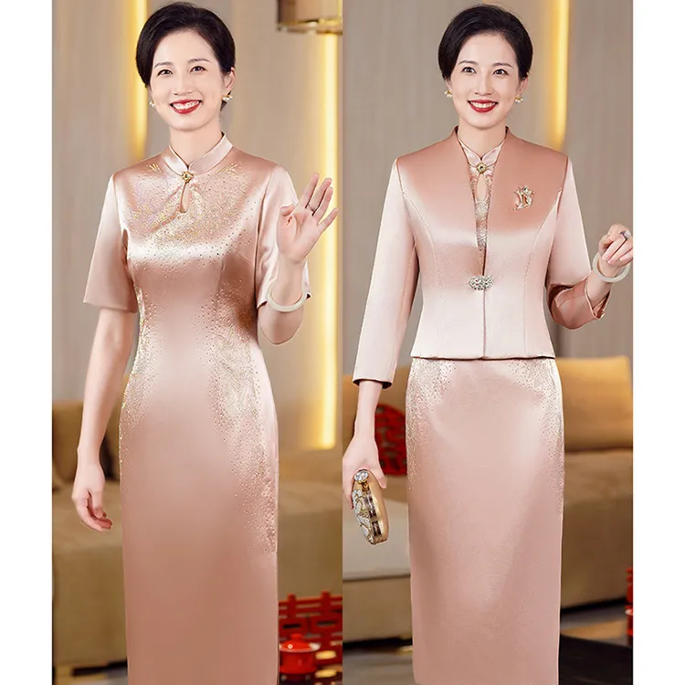 5825婚礼妈妈装高贵年轻秋冬喜婆婆高档旗袍洋气喜服十月结婚礼服