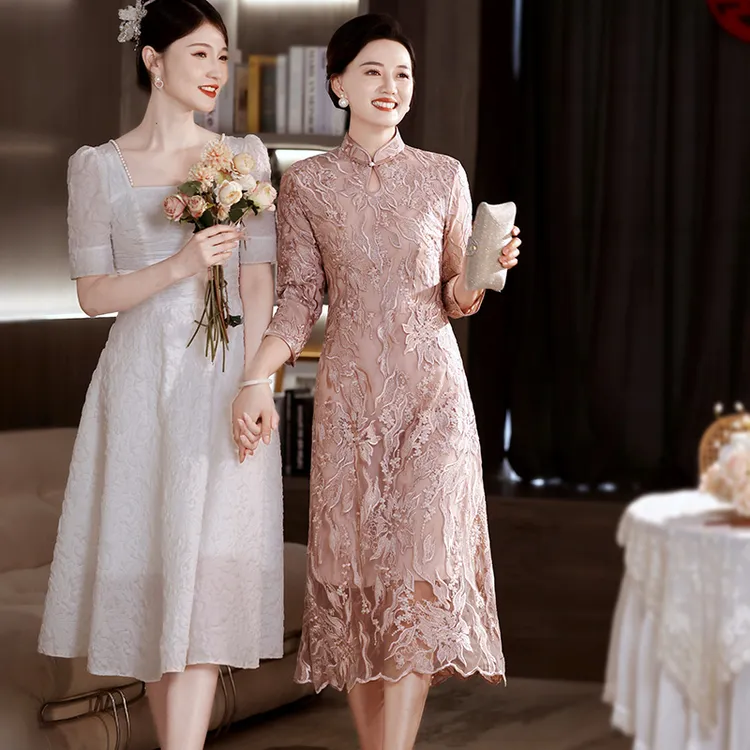 5669高端优雅中国风改良版旗袍2024新款高贵婚宴喜婚礼显瘦晚礼服