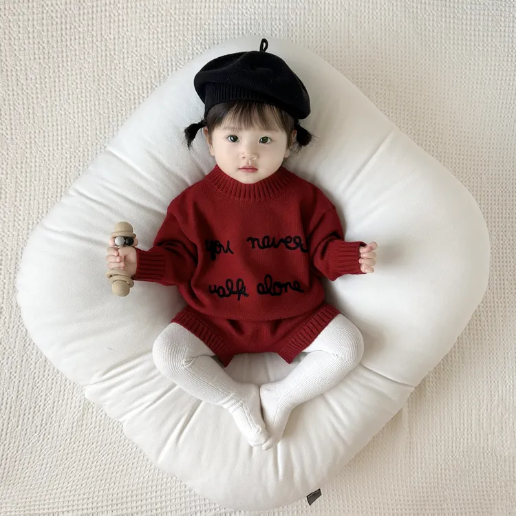 女童网红毛衣套装洋气圆领春季秋冬针织儿童针织衫新款韩版宝宝