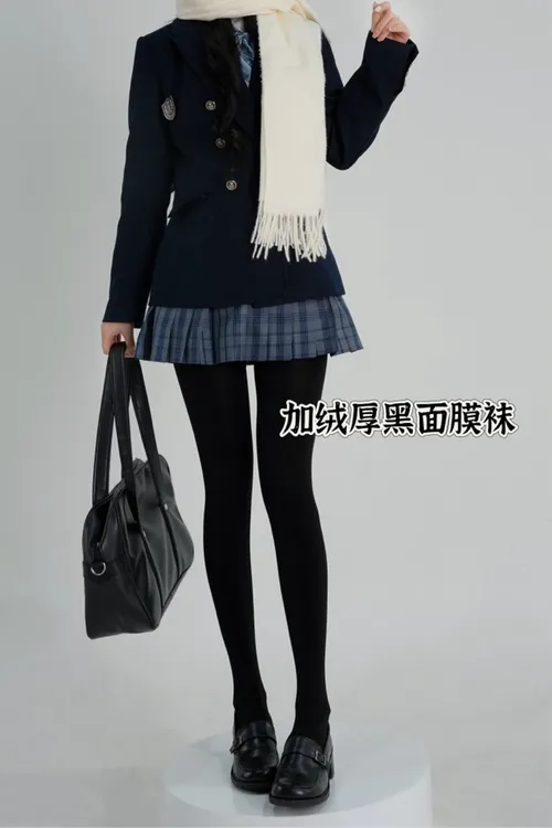 “厚黑水光穿搭面膜袜200克加绒款”60d不加绒袜子