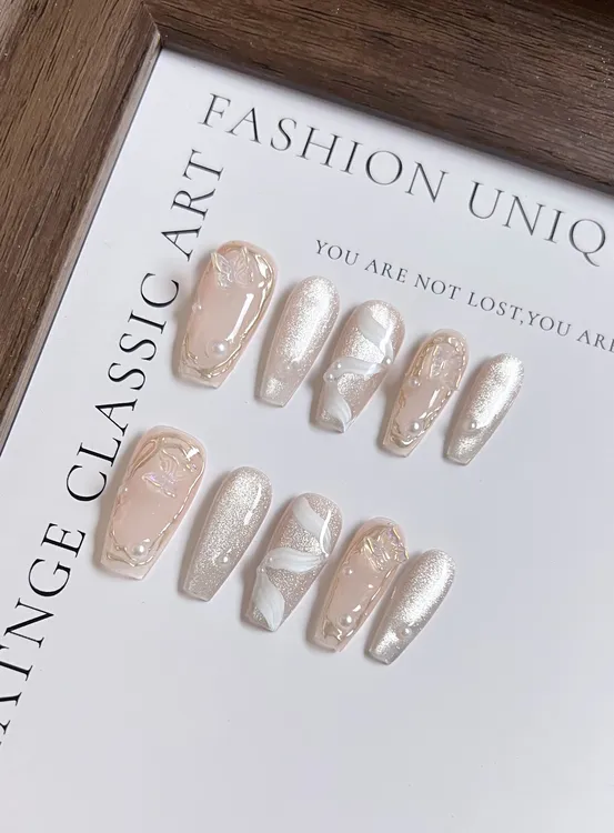 冰清玉洁 纯手工穿戴甲 10片纯欲夏季气质