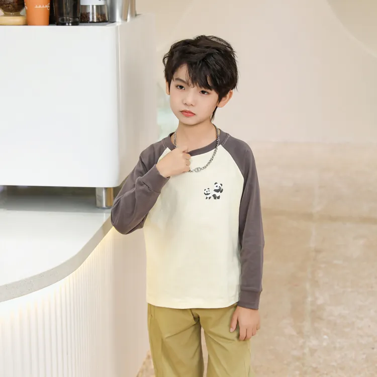 纯棉男孩秋冬季加厚上衣儿童长袖圆领T恤男童加绒打底衫小童衣服