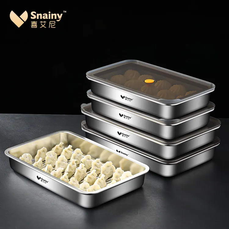 食品级水饺收纳盒冰箱专用保鲜多层馄饨不锈钢饺子冷冻盒托盘密封