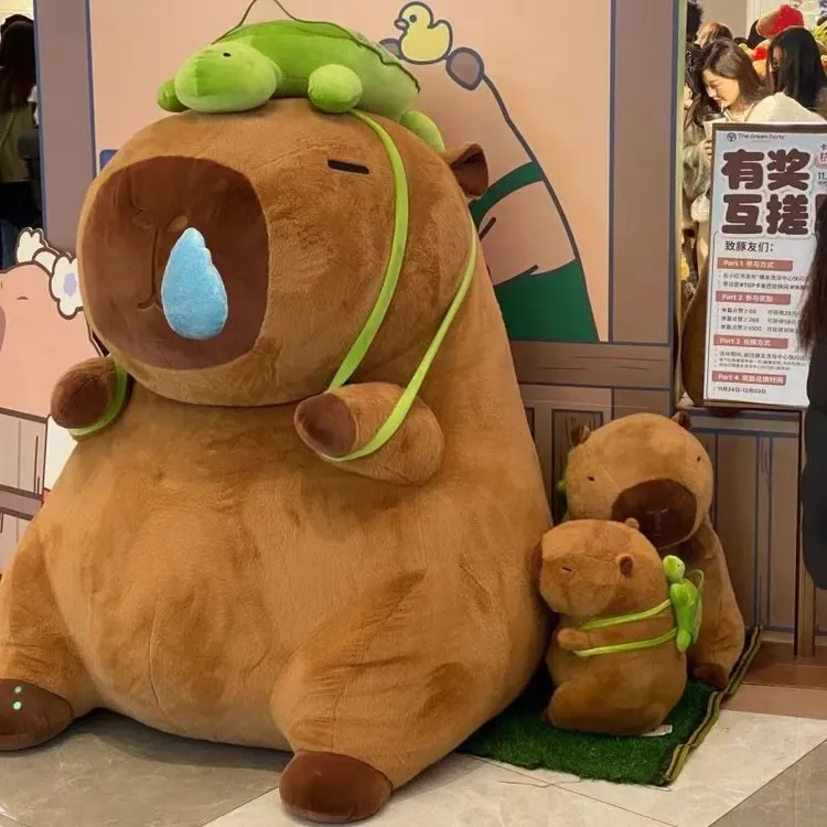 流鼻涕毛绒玩具卡皮巴拉背包水豚鼠玩偶睡觉抱枕布娃娃女生日礼物