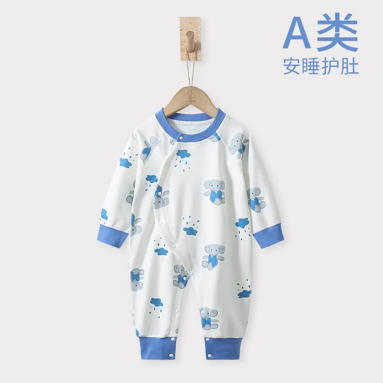 婴儿睡衣秋冬薄款护肚哈衣套装早春秋季男女宝宝秋天连体衣服秋装