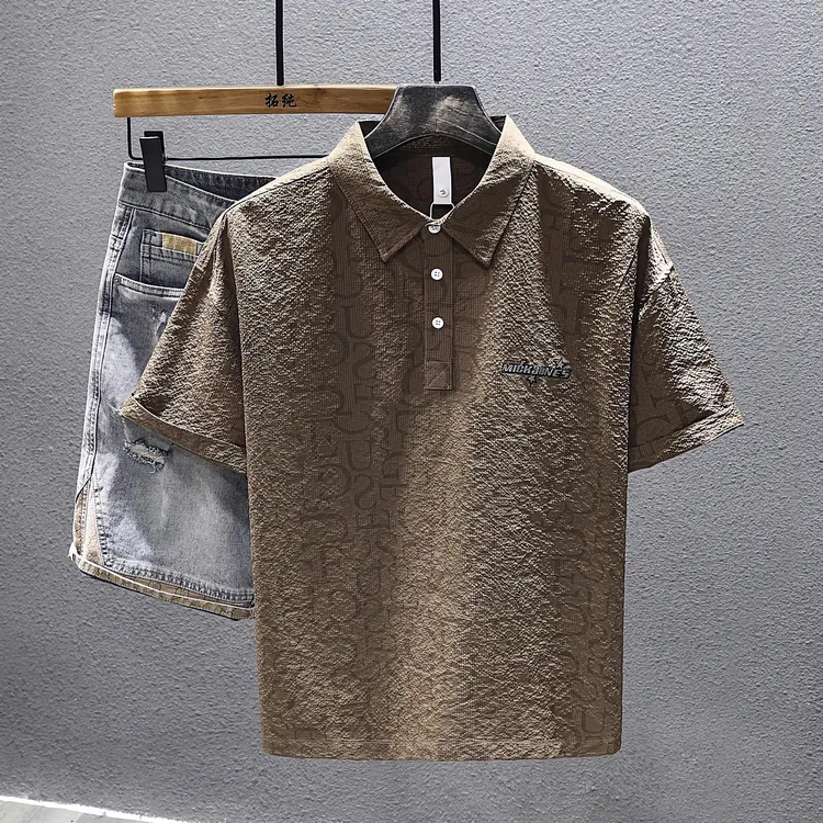 WITI设计感男士短袖polo衫夏季休闲翻领T恤潮牌ins痞帅男半袖衬衫