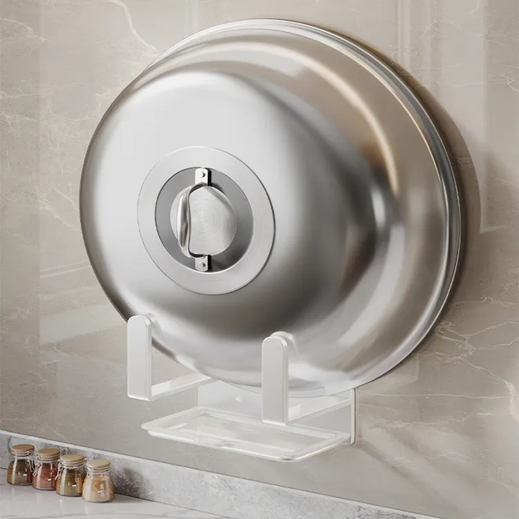 免打孔厨房锅盖架大号置物架收纳菜板粘板墙上架子架托壁挂式沥水