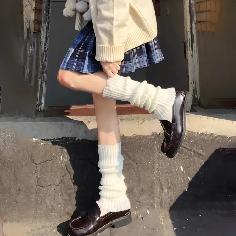 日系长筒针织袜套女秋冬加长保暖lolita过膝堆堆袜jk袜子腿套辣妹