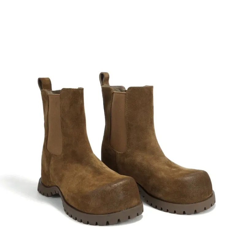 钱嘟嘟百搭秋冬新款厚底内增高牛绒皮切尔西靴短靴高颜值时尚百搭