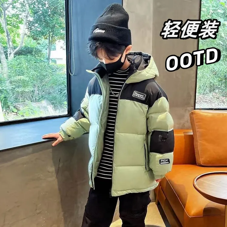 男童棉衣秋冬款儿童外套2023新款中大童连帽休闲棉服男孩棉袄冬季