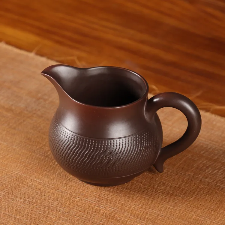 云南紫陶茶具茶海大容量紫陶公道杯纯手工跳刀纹分茶器高端过滤组