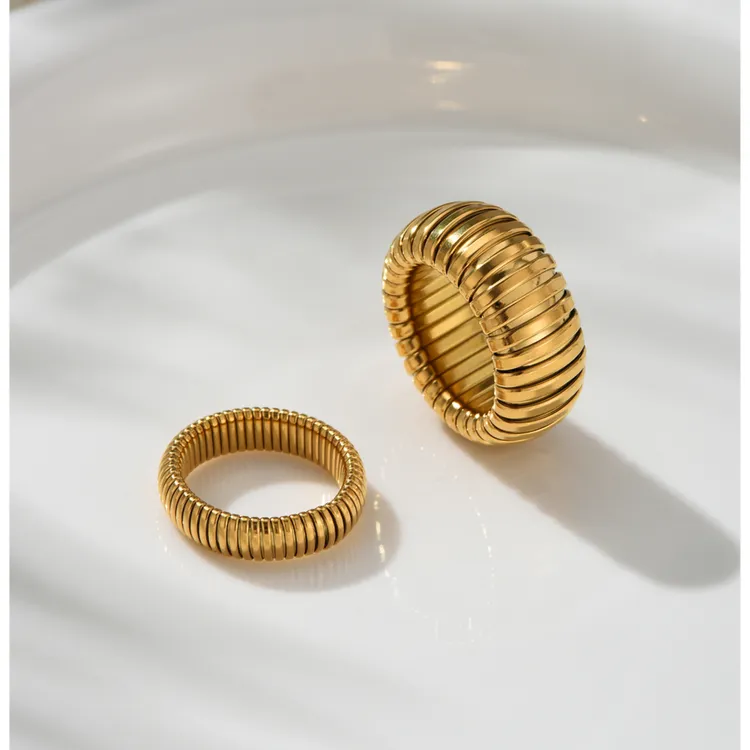 铜合金戒指 弹力蛇骨戒指女欧美小众复古轻奢个性圆环食指环HR037