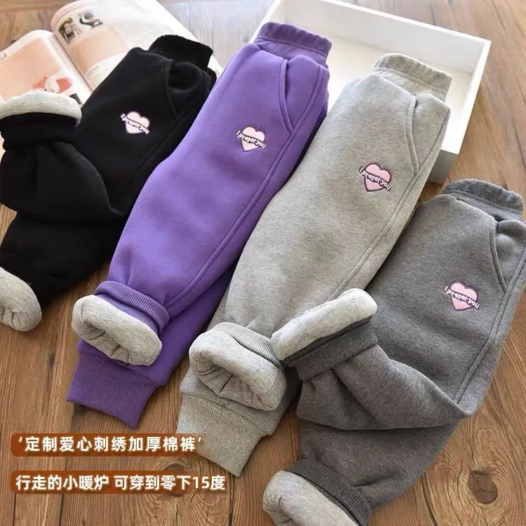女童女宝棉裤冬季外穿洋气一条过冬裤中大童三层加厚保暖卫裤裤子