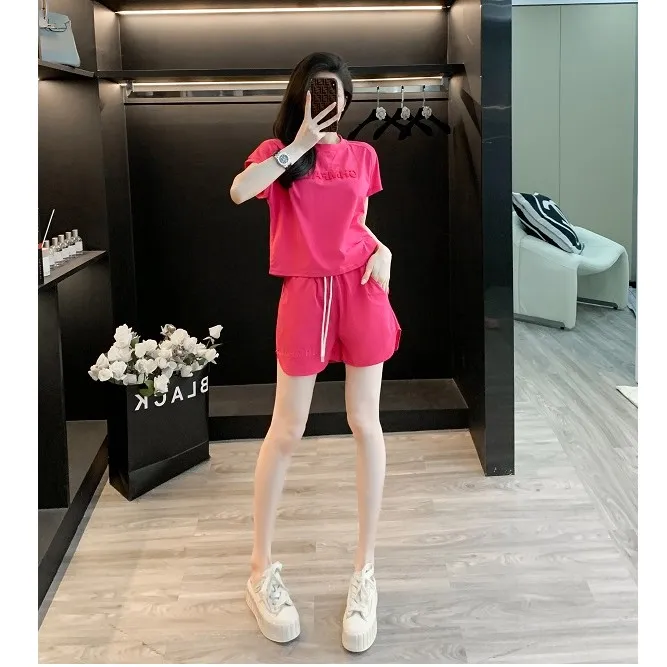潮流时尚休闲运动套装女网红宽松显瘦洋气短袖短裤两件套夏装新款