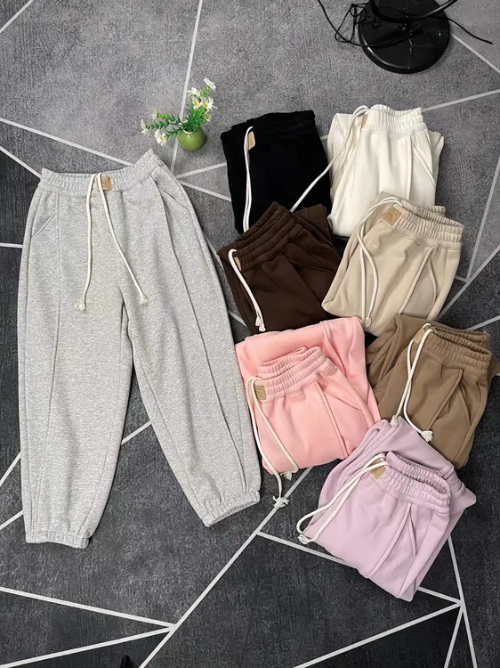 6825加绒加厚女士卫裤澳丽绒厚款白搭时尚束脚灯笼裤裤子