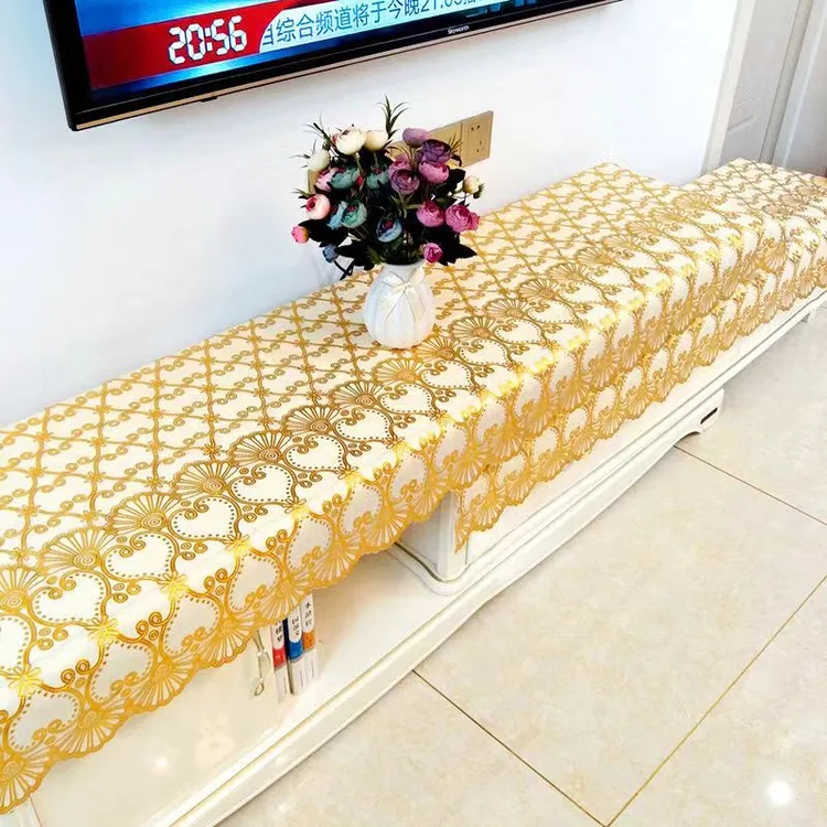 欧式电视柜桌布台布烫金茶几布防水防油防烫pvc材质长方形桌布