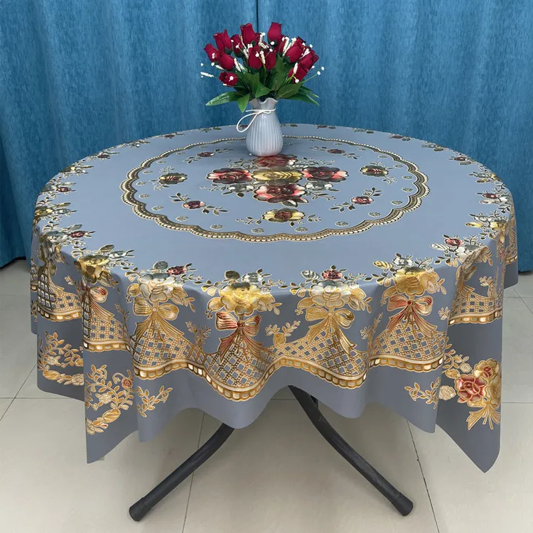 新款加厚方圆两用圆桌布PVC防水防油防烫免洗酒店家用圆形桌台布