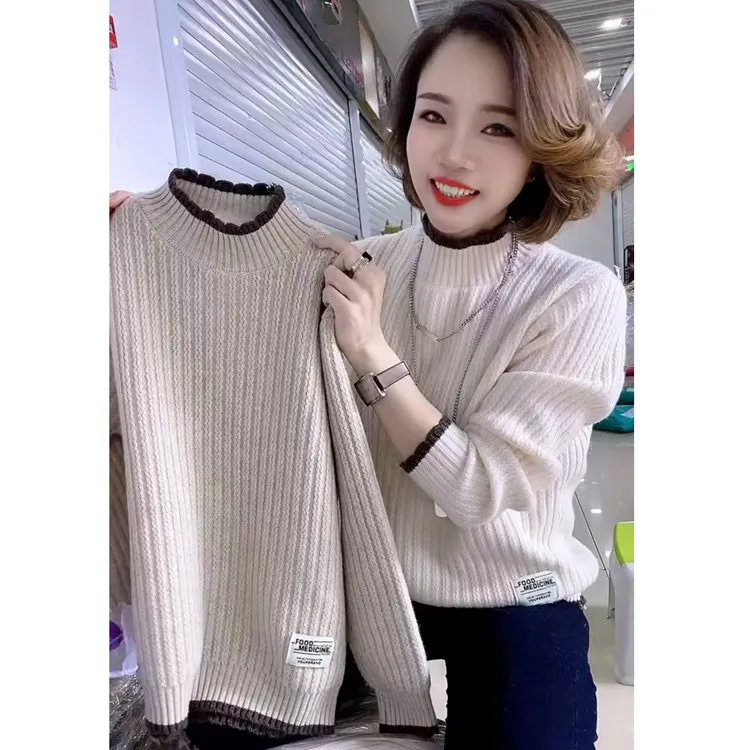 秋冬毛衣半高领新款针织打底衫显瘦时尚百搭休闲长袖上衣宽松保暖