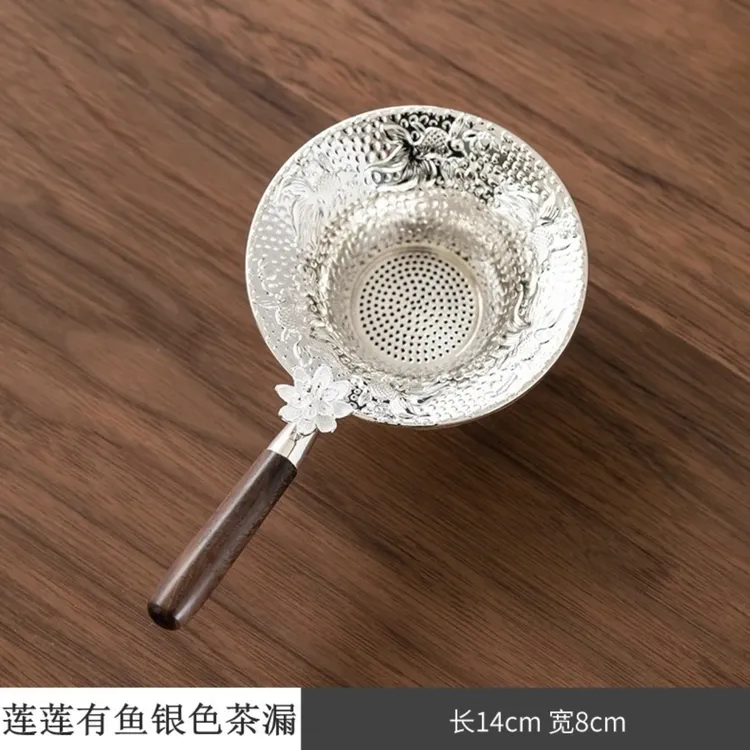   银色莲花金属茶漏茶滤网