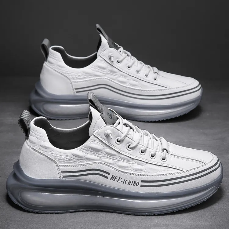 欧洲站真皮潮流男鞋秋冬鳄鱼纹爆米花老爹鞋运动鞋时尚百搭小白鞋