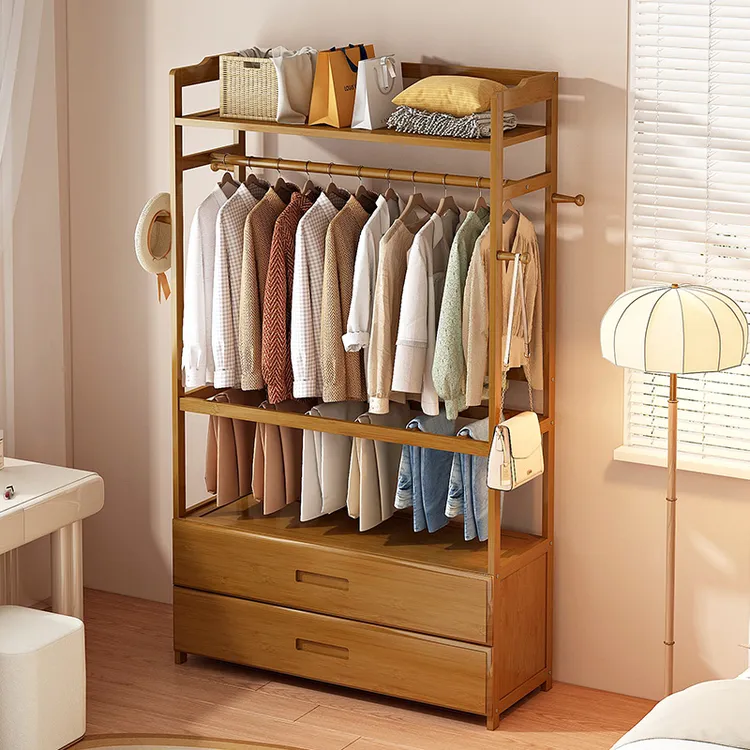 衣帽架卧室家用带储物柜卧室挂衣架房间多层结实鞋架子多层家用
