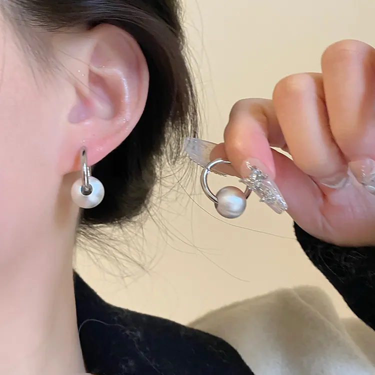 铜合金耳饰 拉丝圆环设计高级感个性气质圈圈耳环女气质耳品饰439