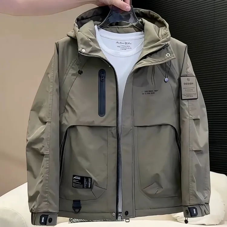 羽绒服冬季男士户外冲锋衣外套青年纯色石墨烯内里加厚鸭绒夹克男