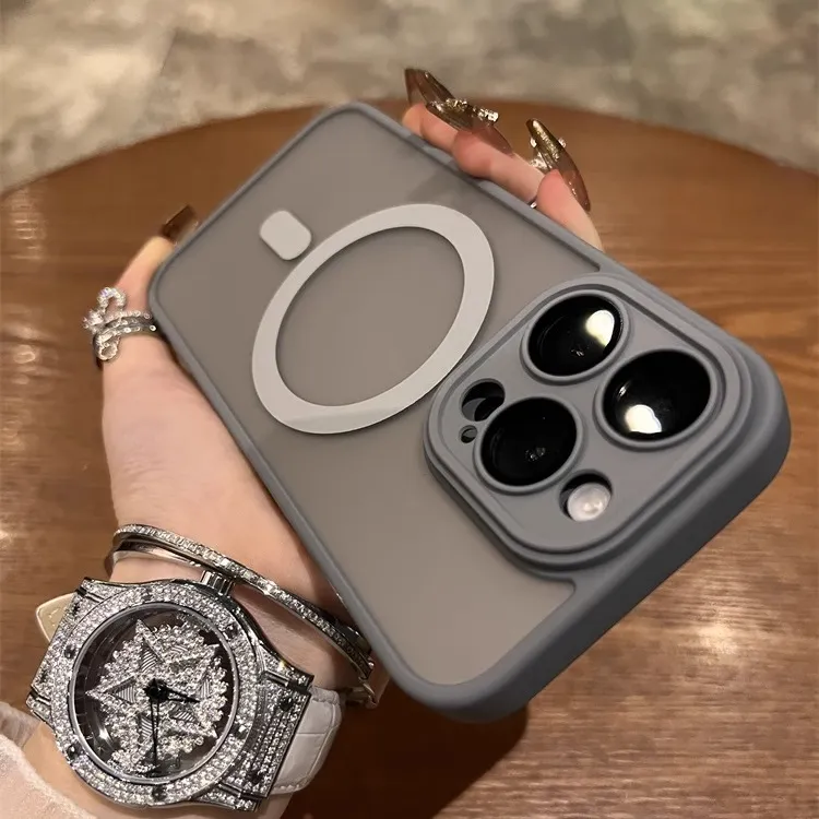 透明磨砂iPhone苹果磁吸15Promax手机壳14镜头全包13防摔12保护壳