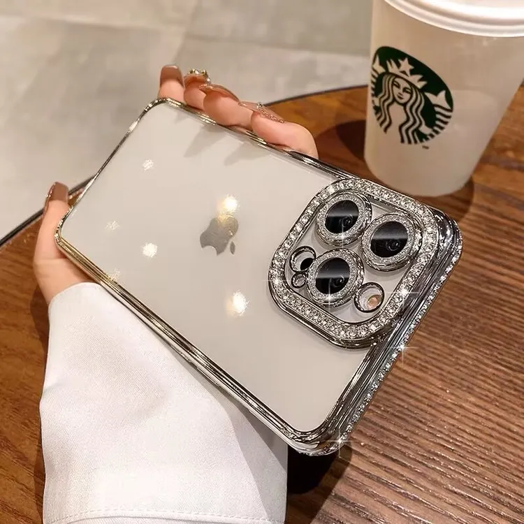 苹果15promax高级闪钻边手机壳iPhone14闪粉镜头膜13防摔12保护壳