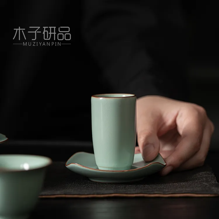开片汝窑主人杯可养闻香杯陶瓷功夫茶具茶杯复古品茗杯喝茶单杯商品图
