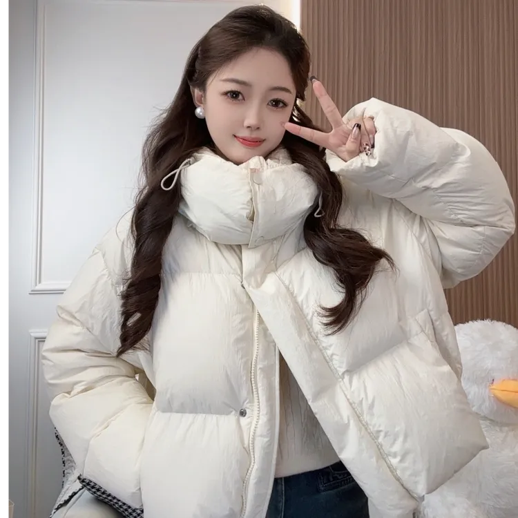 新款冬季简约连帽短款羽绒服气质宽松潮嘎嘎保暖款
