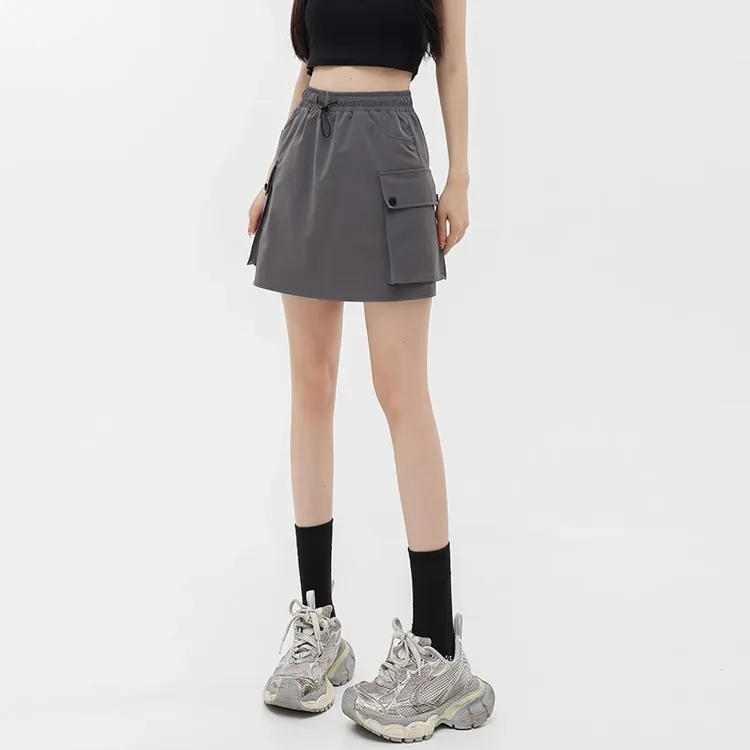 美式工装短裙女小个子2025春季薄款高腰显瘦遮胯包臀a字半身裙子