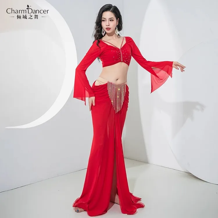倾城之舞肚皮舞服装2024新款练功服团体演出服优雅范鱼尾裙套装