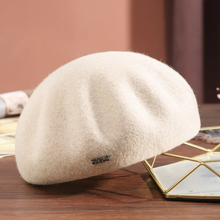 布塔羊毛贝雷帽女秋冬羊毛呢英伦时尚百搭纯色复古小礼帽PT1085