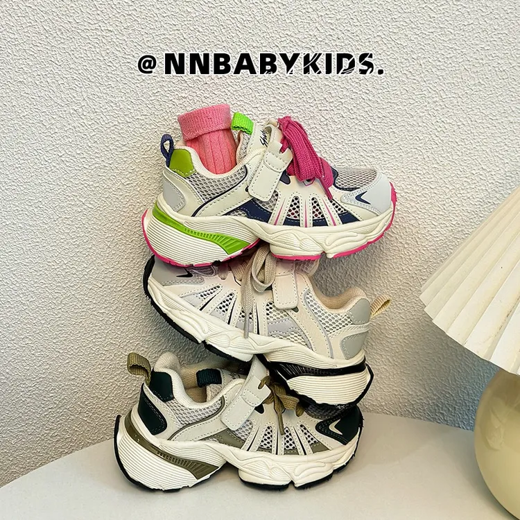 儿童单网运动鞋春夏男女童轻便跑步鞋中大童镂空网鞋亲子老爹鞋潮