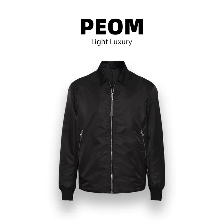 857529男士翻领夹克薄款拼接绵羊皮时尚休闲高奢夹克外套男