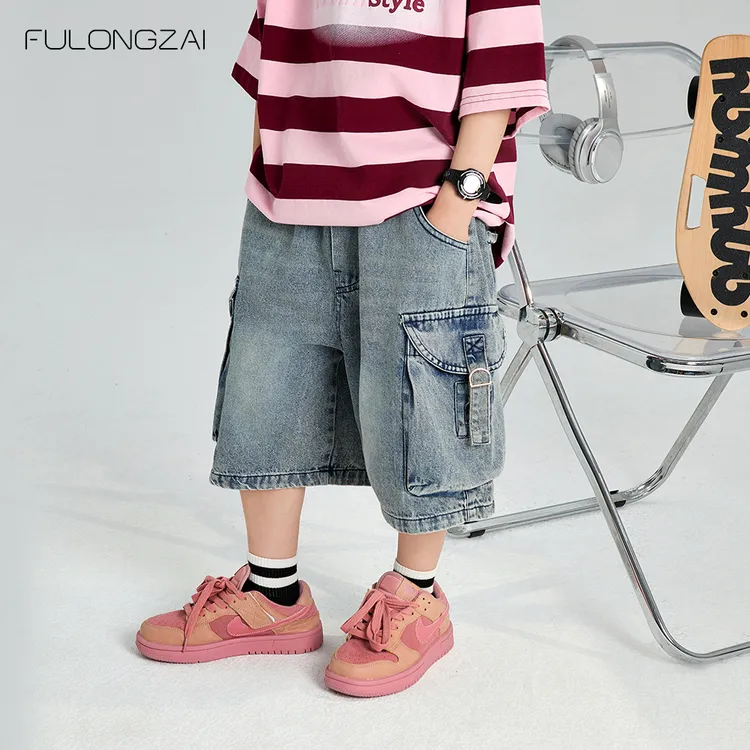 男童亲子短裤2024新款儿童工装中裤时尚休闲夏季宽松韩版中大童