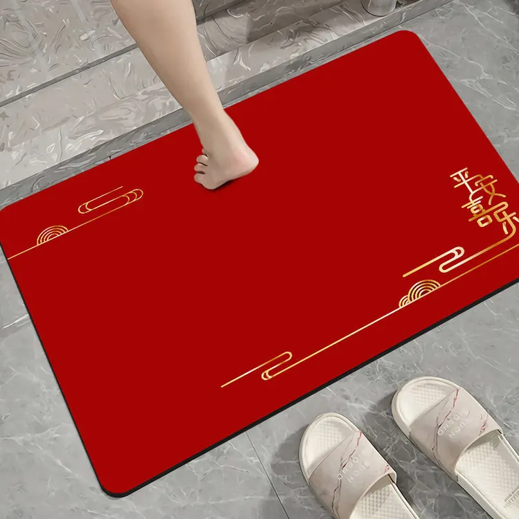 【红色】入户门口好地垫轻奢速干吸水垫子卧室浴室门前地毯软硅藻泥