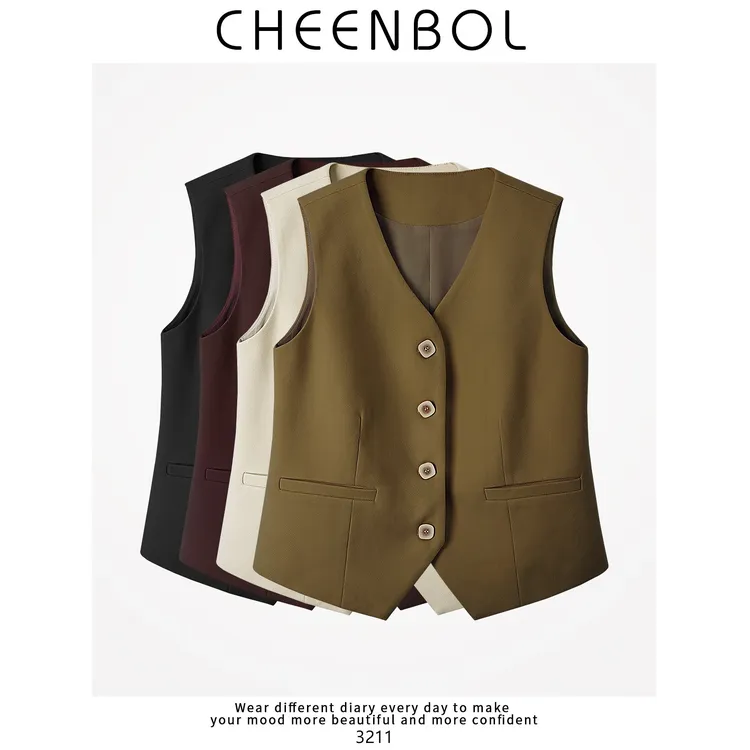 3211毛呢马甲女春秋高端外搭坎肩马夹背心秋冬