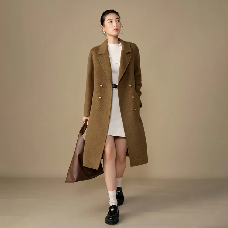 独束微胖M大码女装优雅气质100%绵羊毛呢大衣外套24DS84268